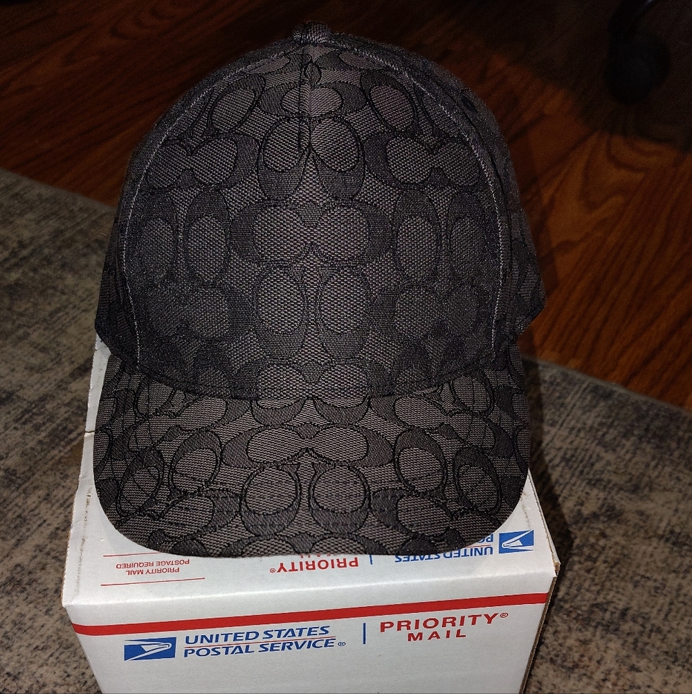 Coach Gray Cap with Leather Trim